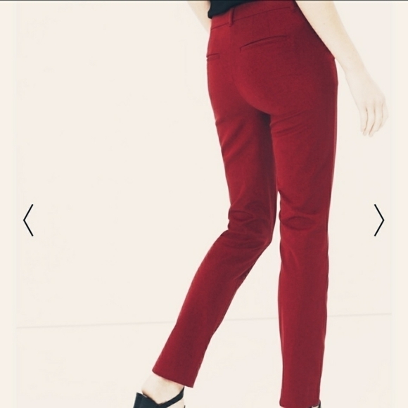 White House Black Market WHBM The Slim Red Maroon Pants Women's 12 Straight Leg - Picture 3 of 7